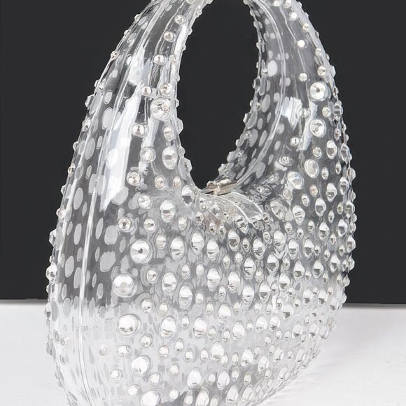 Rhinestone Hot Fix Clear Acrylic Clutch - Picture 2 of 4